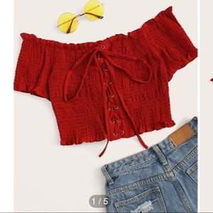 NWT shein lace-up crop top